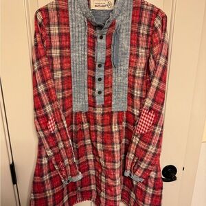 Free People Red and Blue Plaid Tunic